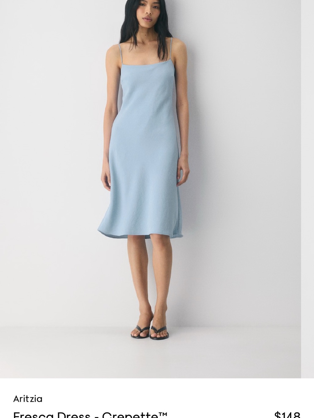 Aritzia Light Blue Fresco Dress with Spaghetti Straps